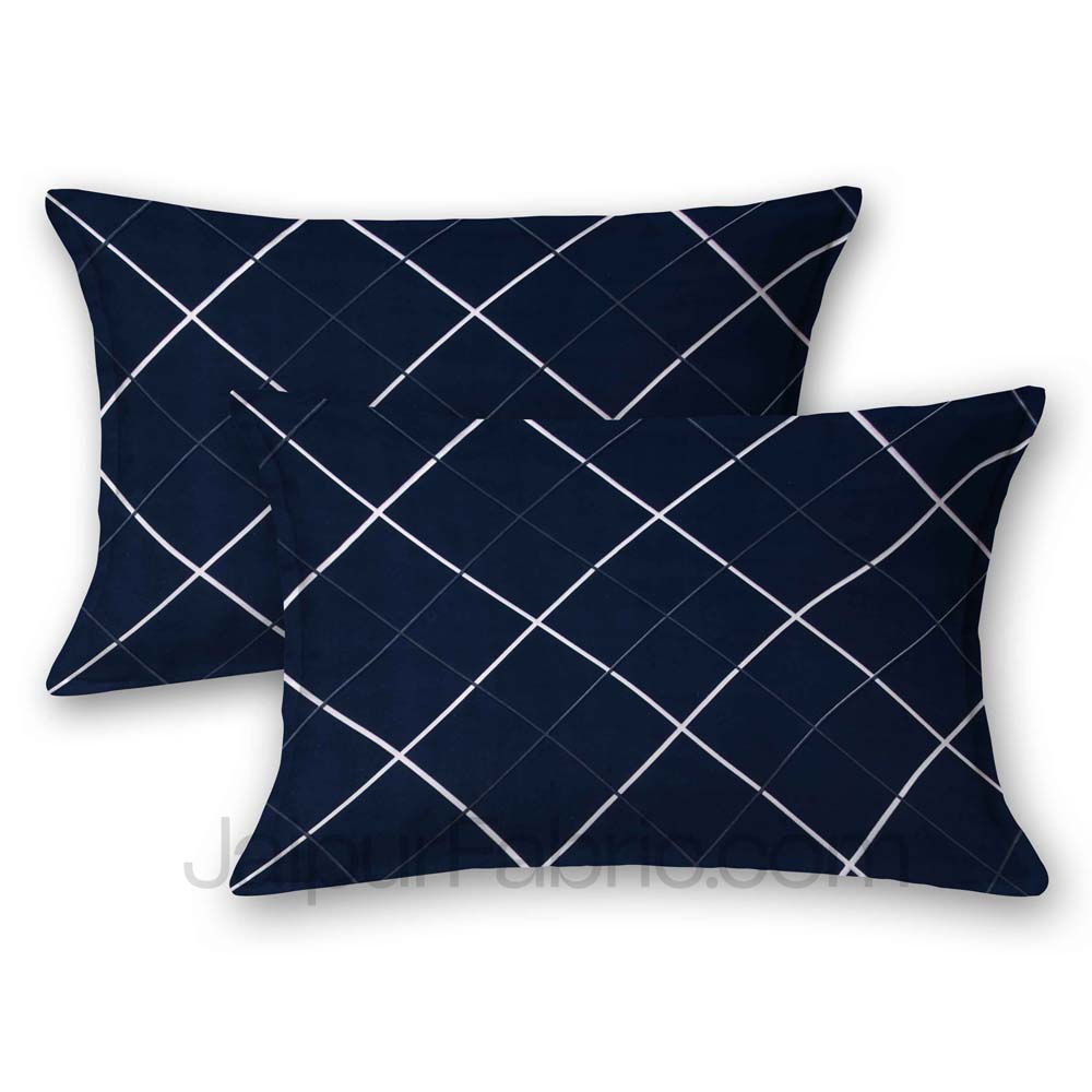 Navy Blue Lining Super Soft Double Bedsheet