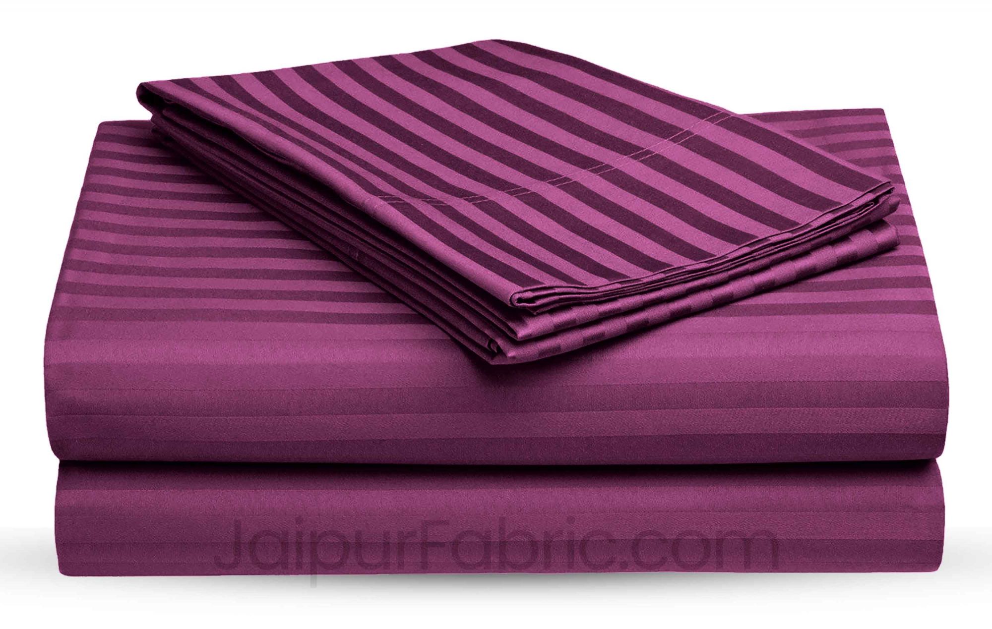 Pretty Purple Satin Stripes Double BedSheet