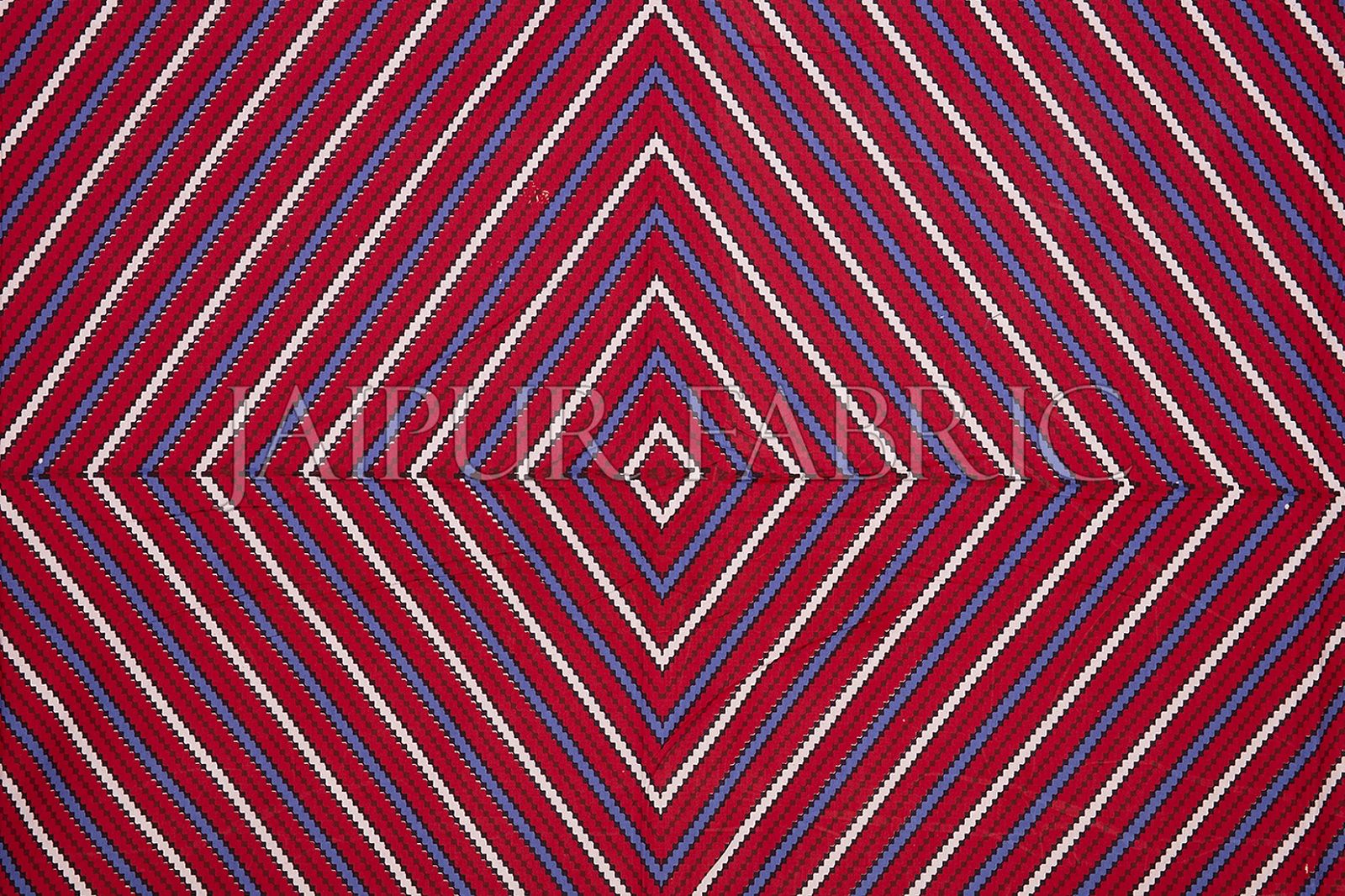 Maroon Border Square and line Pattern Screen Print Cotton Double Bed Sheet