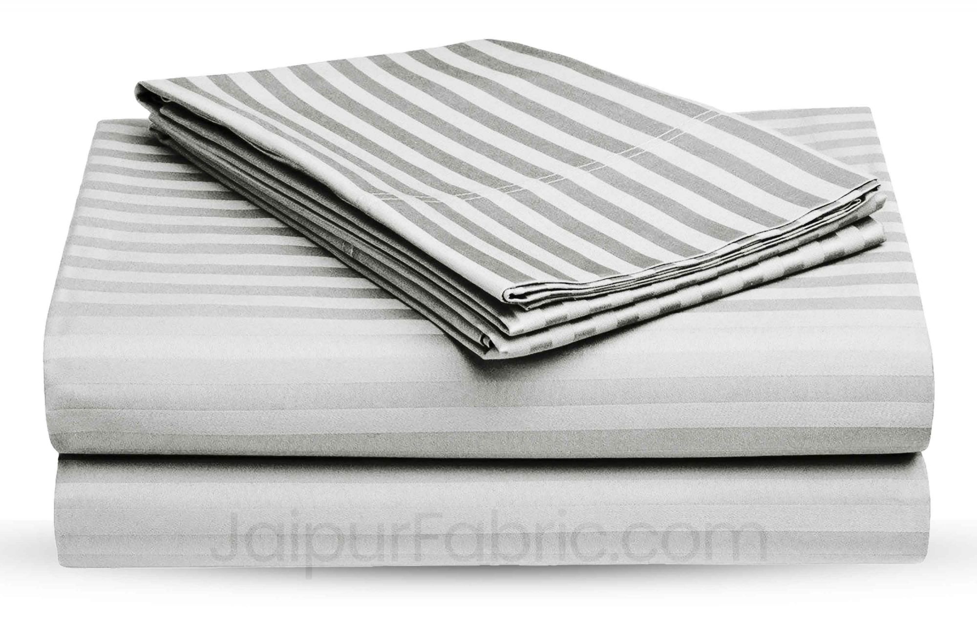 Snow White Satin Stripes Double BedSheet