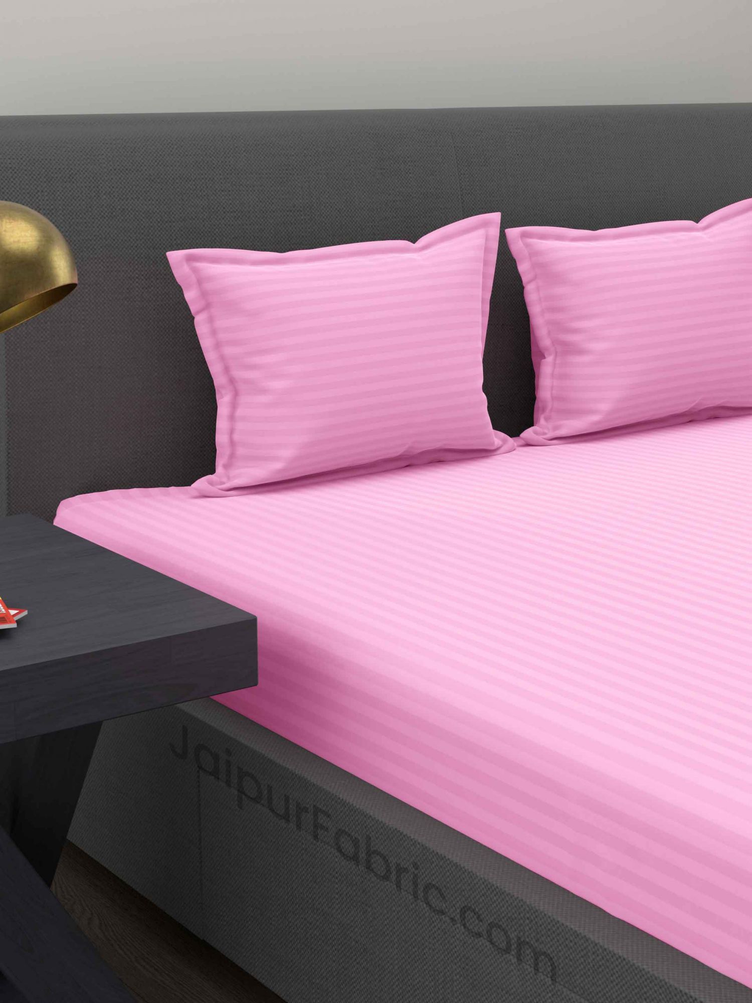 Light Pink Satin Stripes Double BedSheet