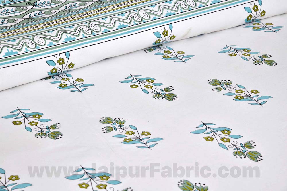 English Green Pastel Cotton Double Bedsheet