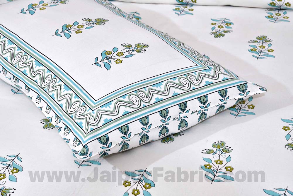 English Green Pastel Cotton Double Bedsheet