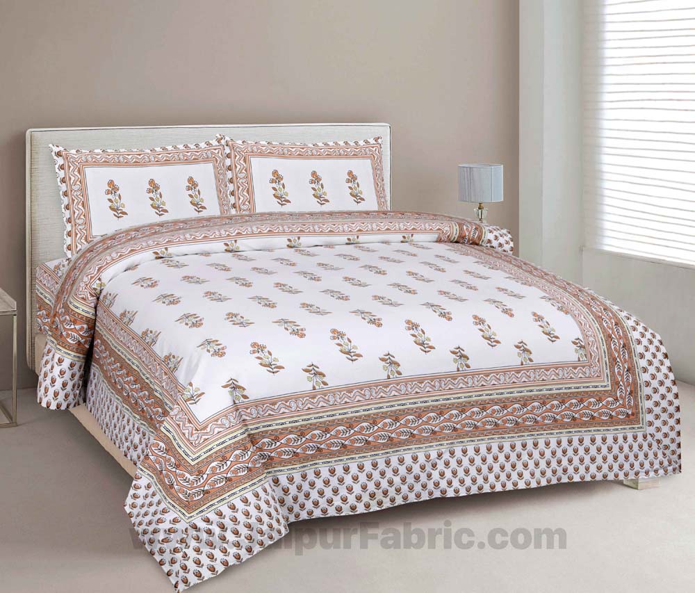 English Peach Pastel Cotton Double Bedsheet