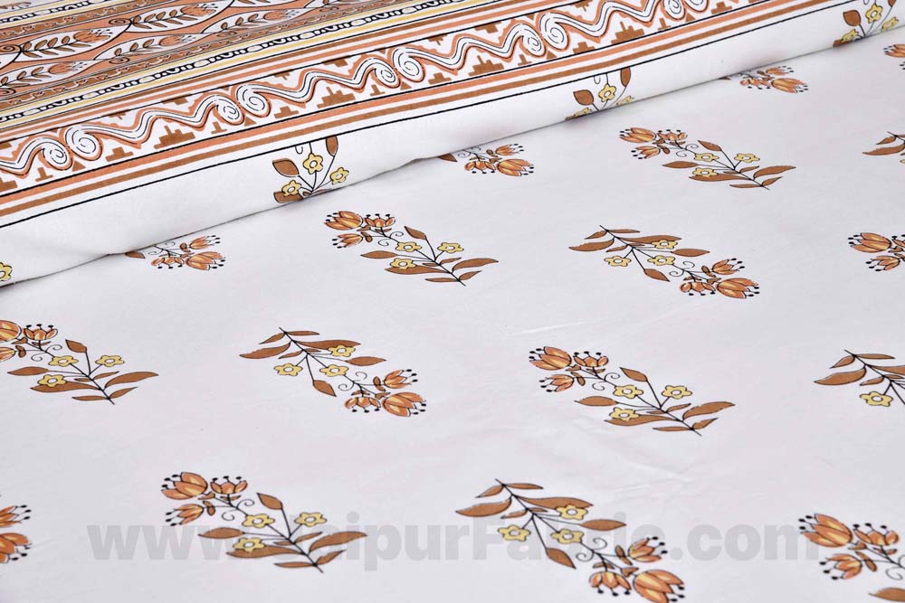 English Peach Pastel Cotton Double Bedsheet