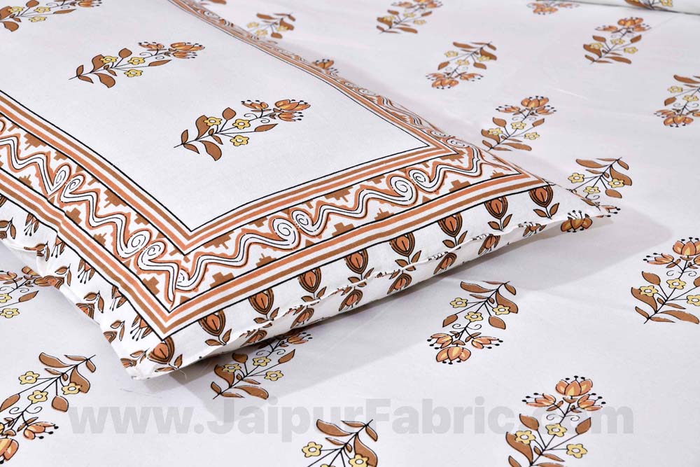 English Peach Pastel Cotton Double Bedsheet