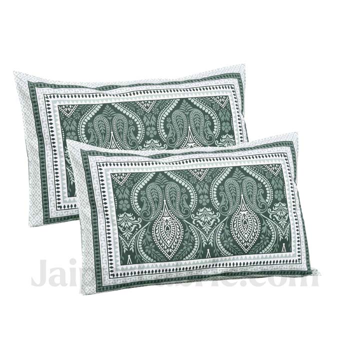 Ornate Basil Green Seamless Pure Cotton Double Bedsheet