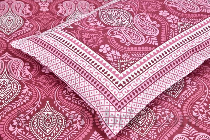 Ornate Vivid Pink Seamless Pure Cotton Double Bedsheet