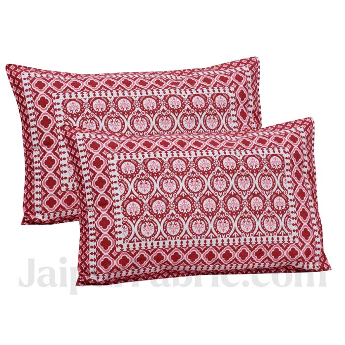 Luxe Damask Jam Red Pure Cotton Double Bedsheet