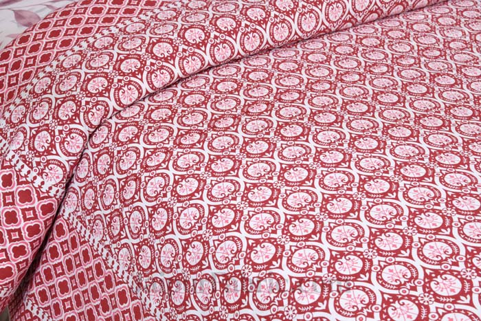 Luxe Damask Jam Red Pure Cotton Double Bedsheet