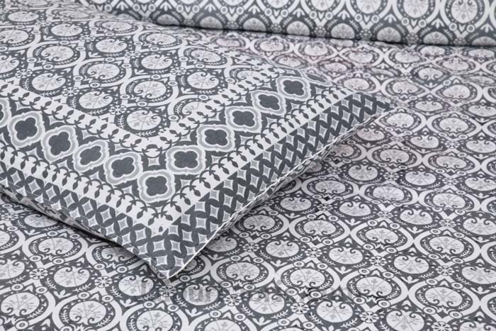 Luxe Damask Metal Gray Pure Cotton Double Bedsheet