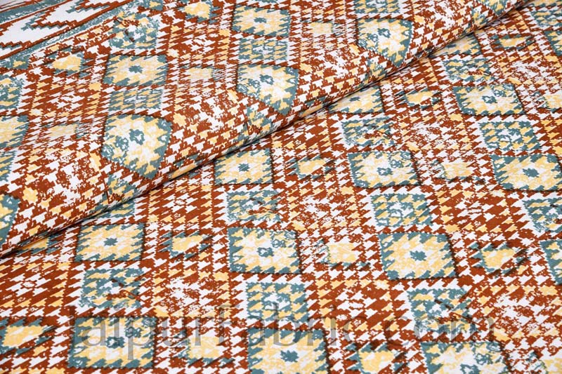 Kaleidoscope Brown Cotton Double Bedsheet