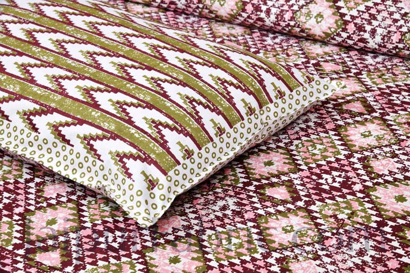 Kaleidoscope Peach Cotton Double Bedsheet