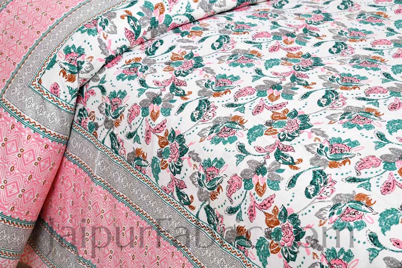 Phalgun Pink Cotton Double Bedsheet