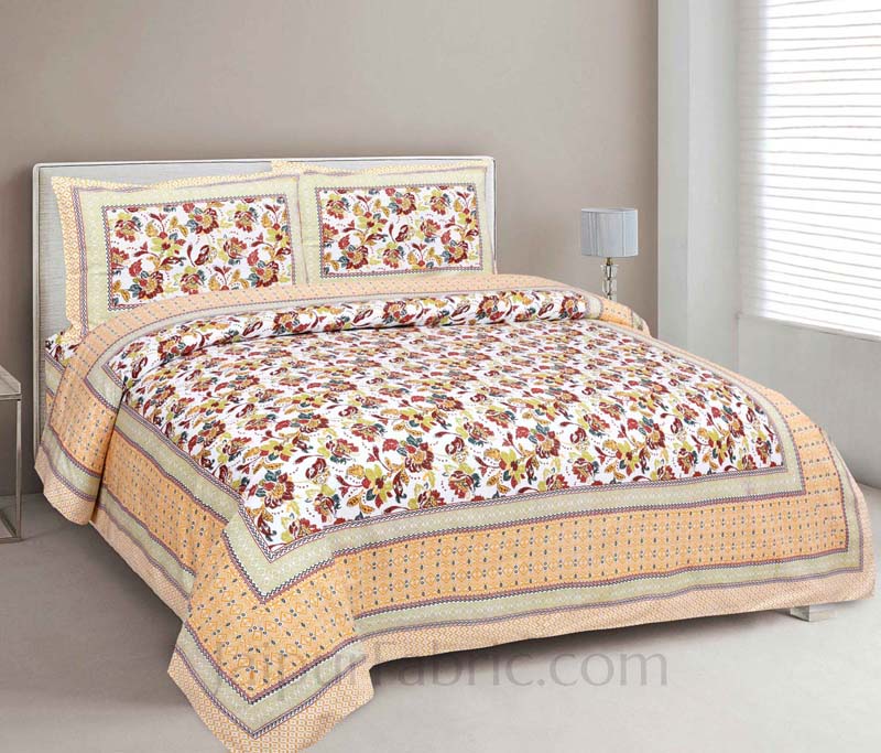 Phalgun Brown Cotton Double Bedsheet