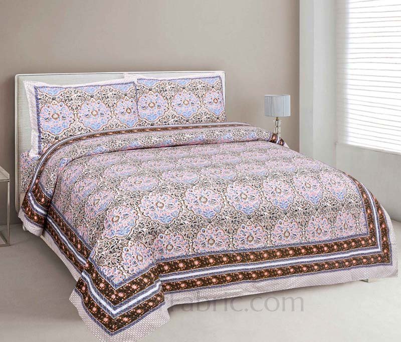 Garden Grace Pink Cotton Double Bedsheet