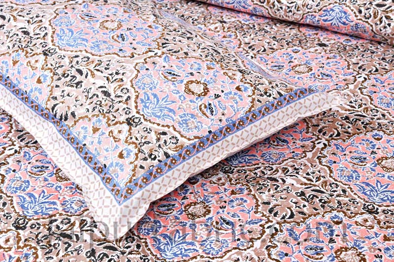 Garden Grace Pink Cotton Double Bedsheet