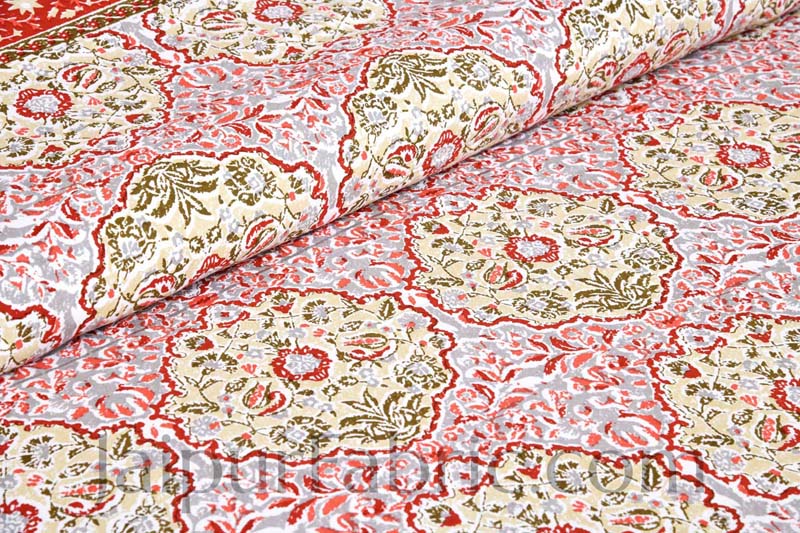 Garden Grace Orange Cotton Double Bedsheet