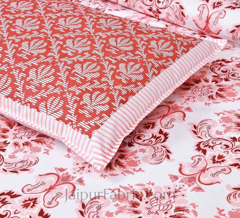 Ethnic Vibes Pink Cotton Double Bedsheet