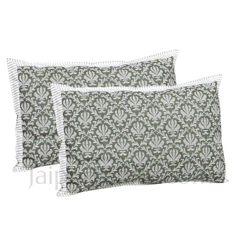 Ethnic Vibes Green Cotton Double Bedsheet