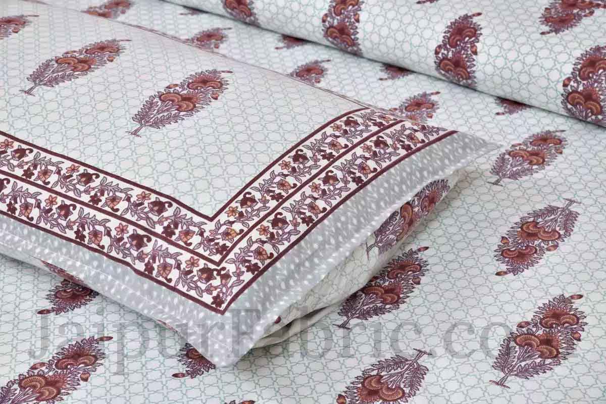 Brown Boota Ethnic Floral Pure Cotton Double BedSheet