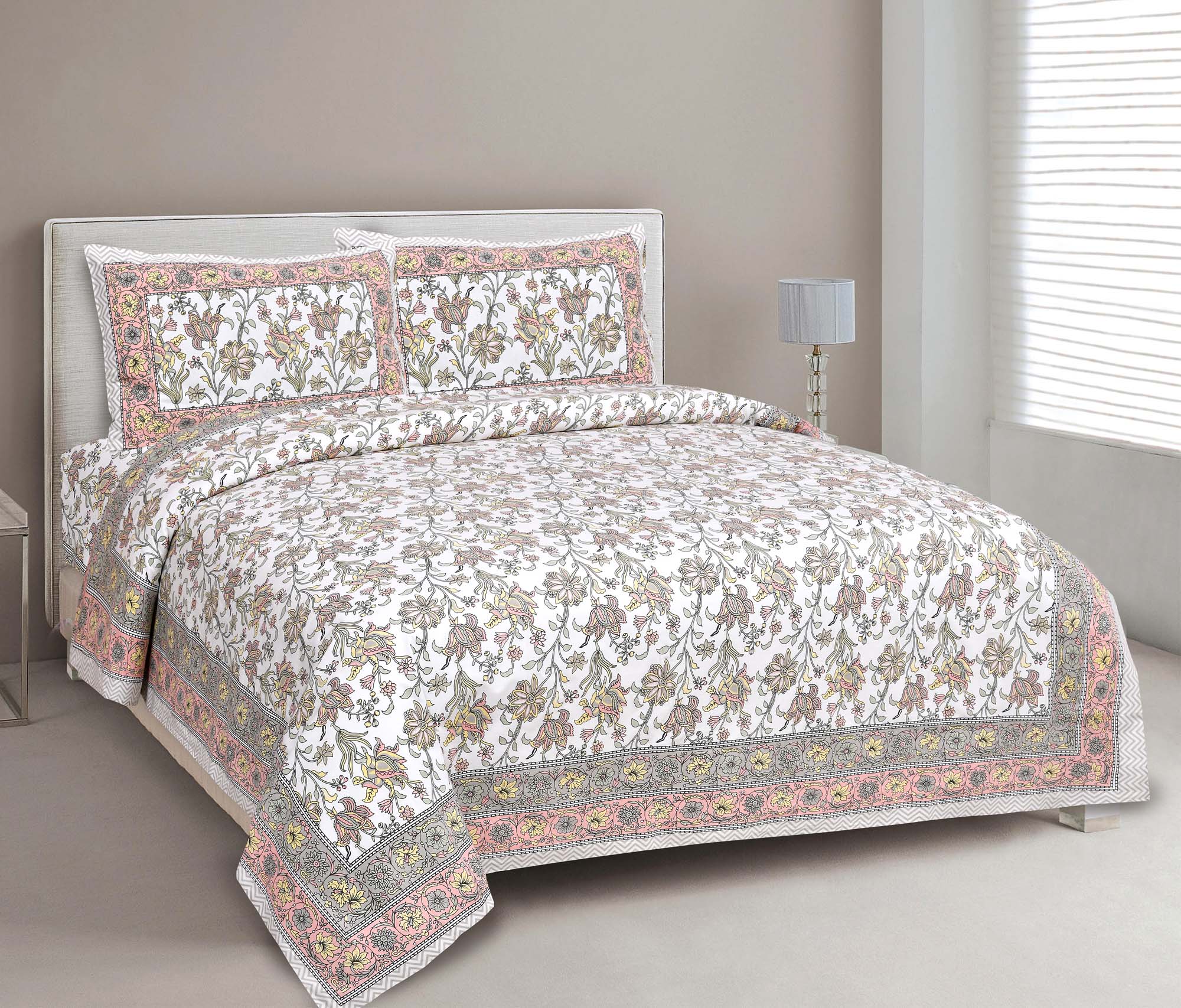 Spring Fresh Peach Pure Cotton Double BedSheet