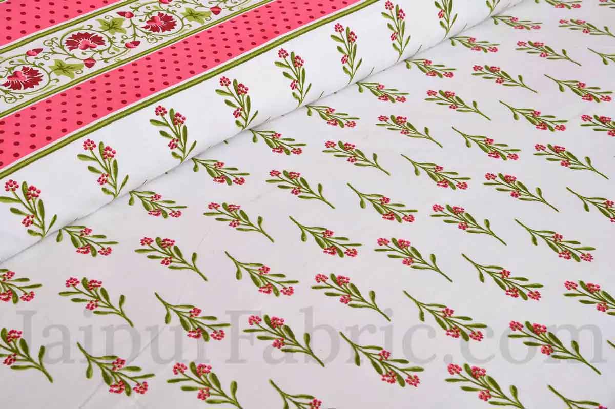 Pink Berry Grey Border Rich Premium Pure Cotton Double BedSheet