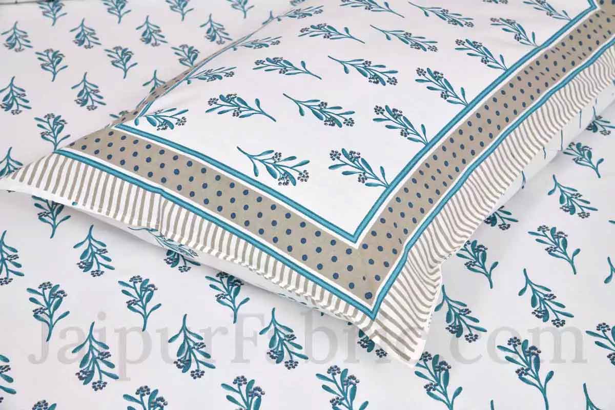 Blue Berry Grey Border Rich Premium Pure Cotton Double BedSheet