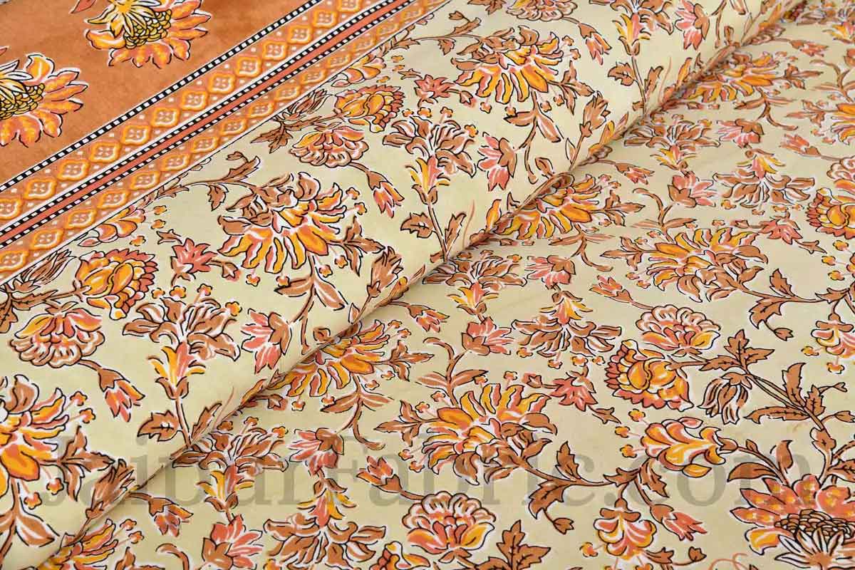 Fresh Carnations Orange Pure Cotton Double BedSheet