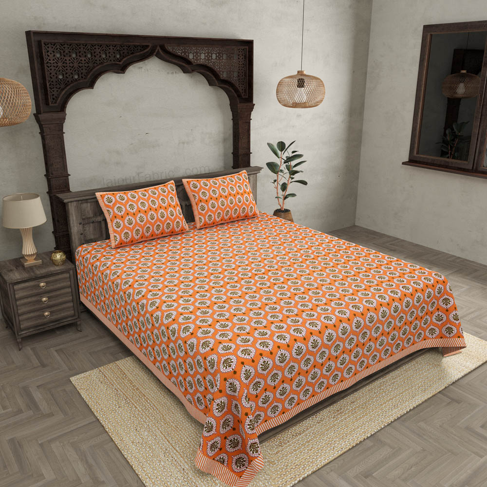 Festive Lights Orange Double Bedsheet