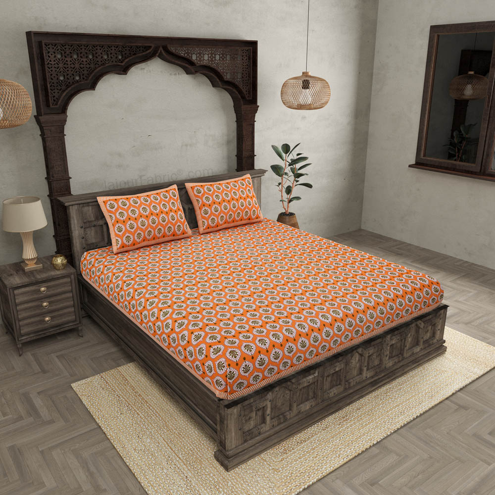 Festive Lights Orange Double Bedsheet