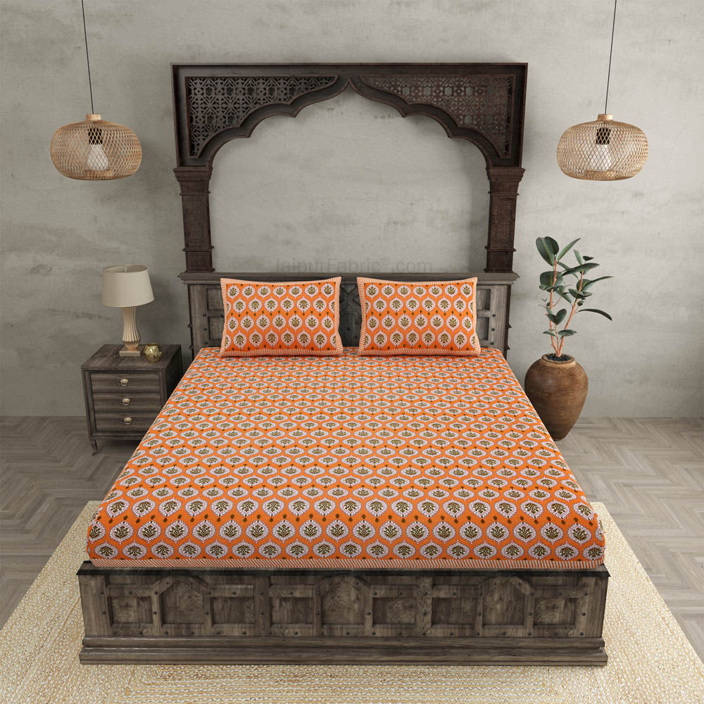 Festive Lights Orange Double Bedsheet