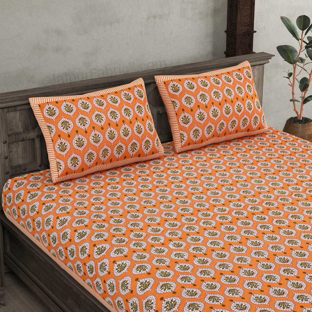 Festive Lights Orange Double Bedsheet