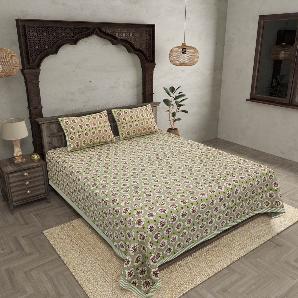 Festive Lights Green Double Bedsheet