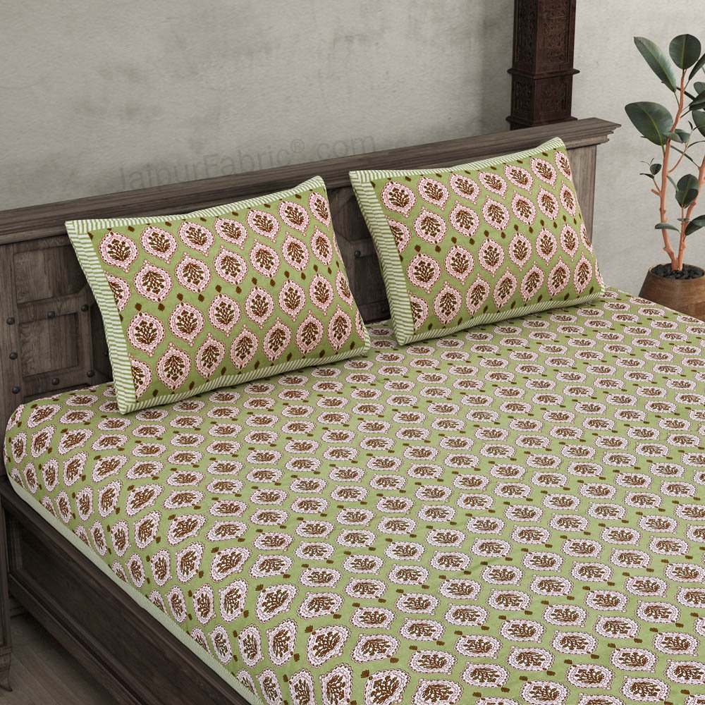 Festive Lights Green Double Bedsheet