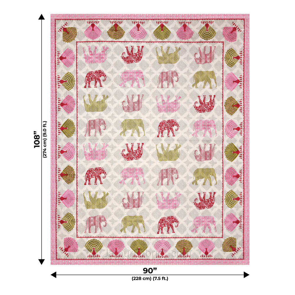 Jungle Safari Pink Double Bedsheet