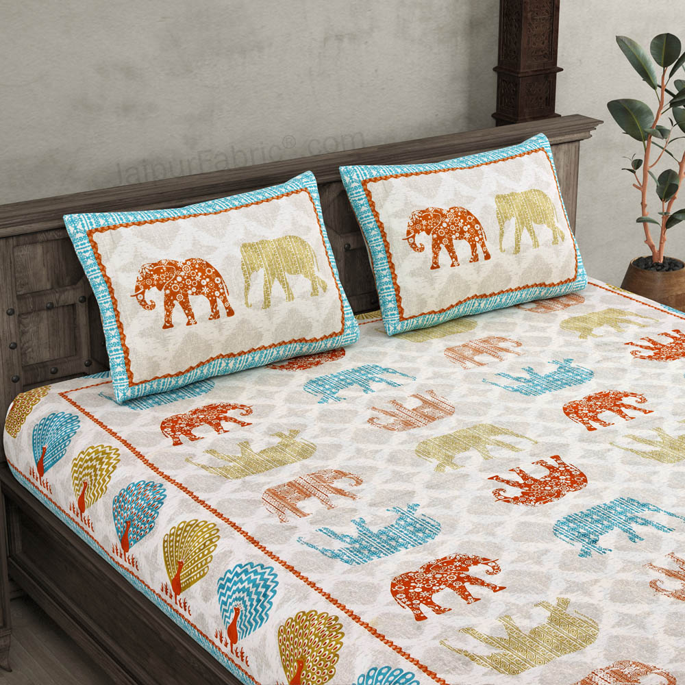 Jungle Safari Blue Double Bedsheet