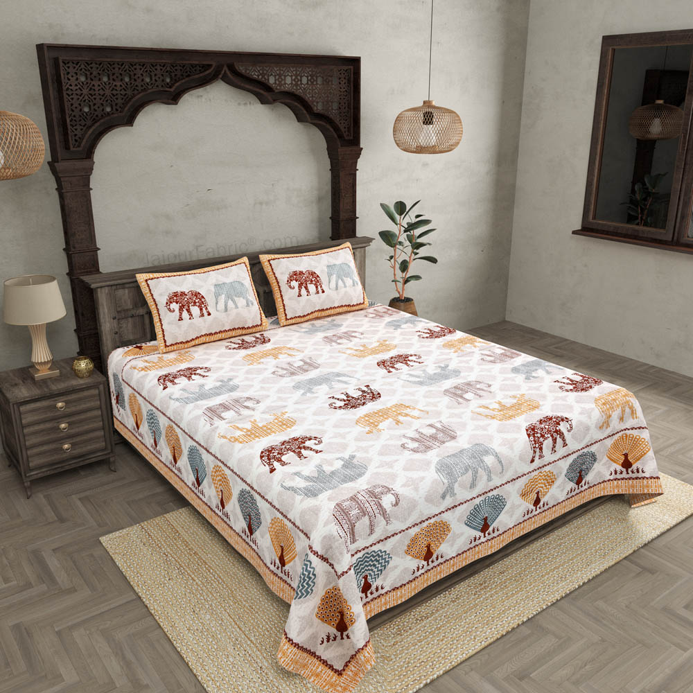 Jungle Safari Peach Double Bedsheet