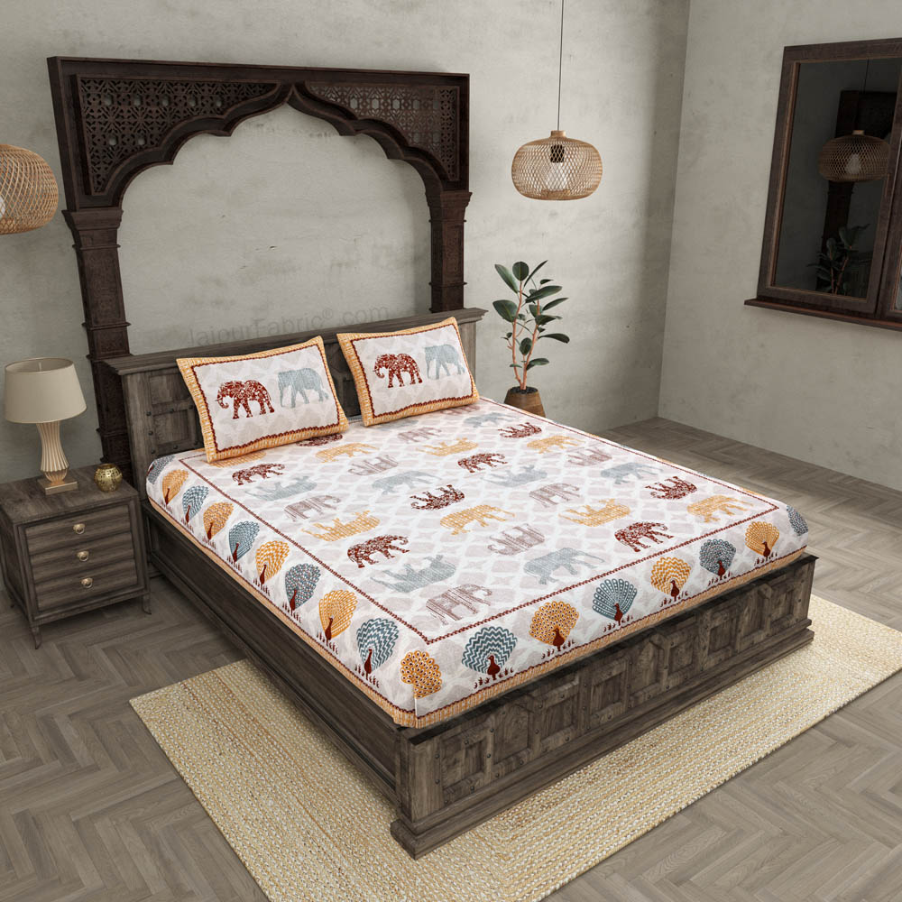 Jungle Safari Peach Double Bedsheet