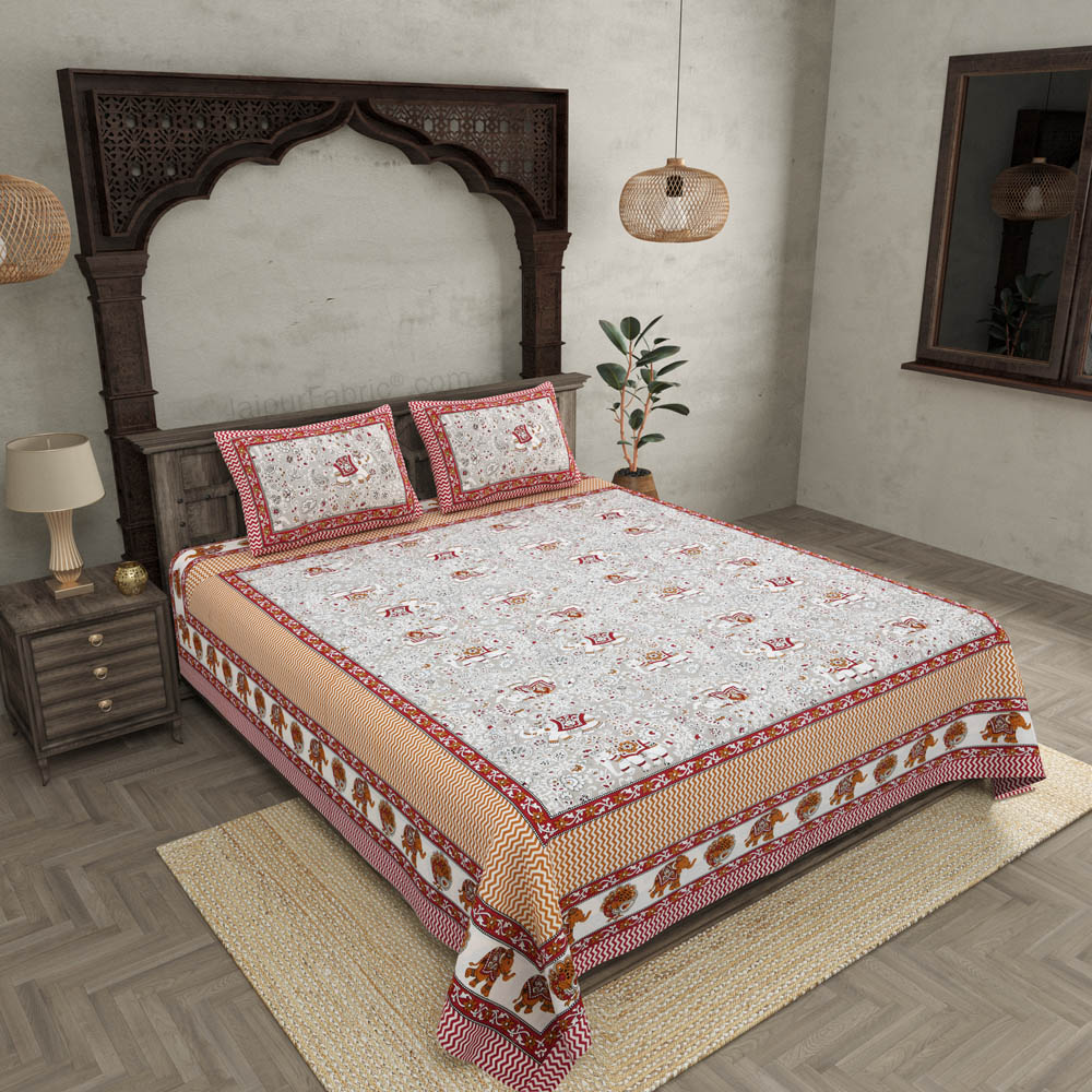 Shubh Arambh Maroon Double Bedsheet