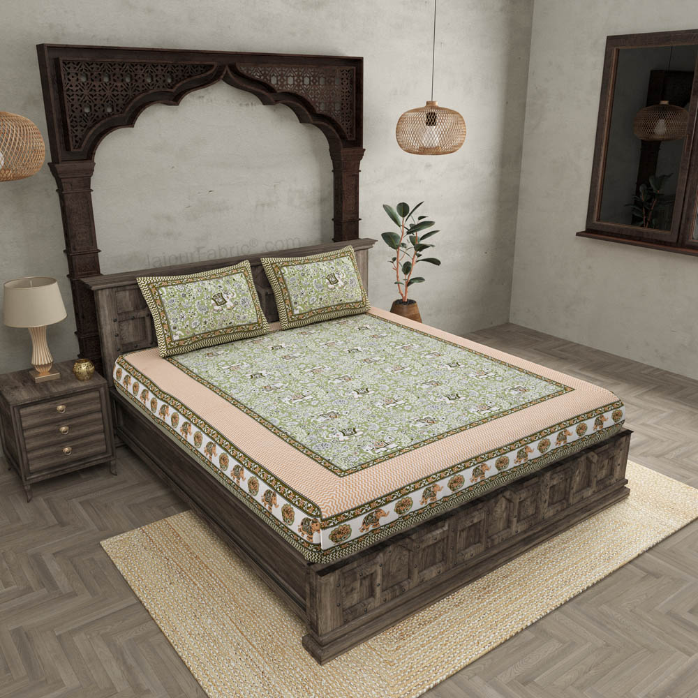 Shubh Arambh Green Double Bedsheet