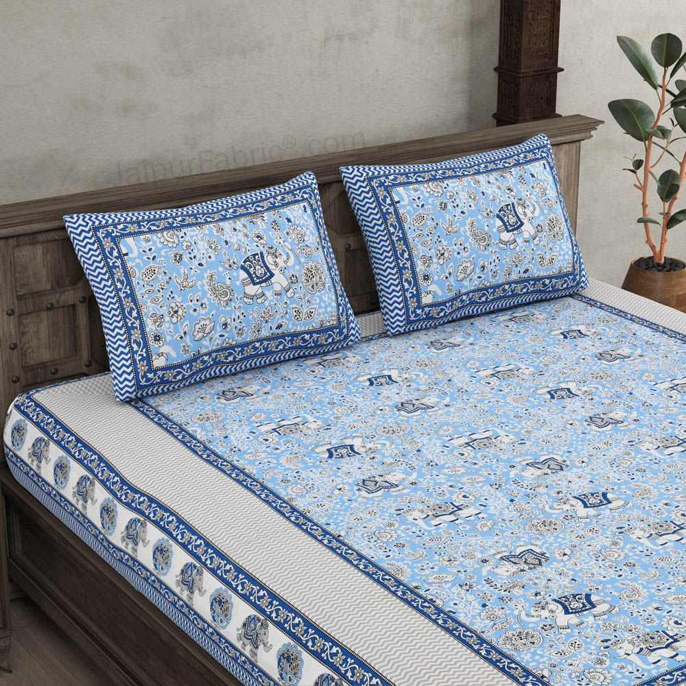 Shubh Arambh Blue Double Bedsheet