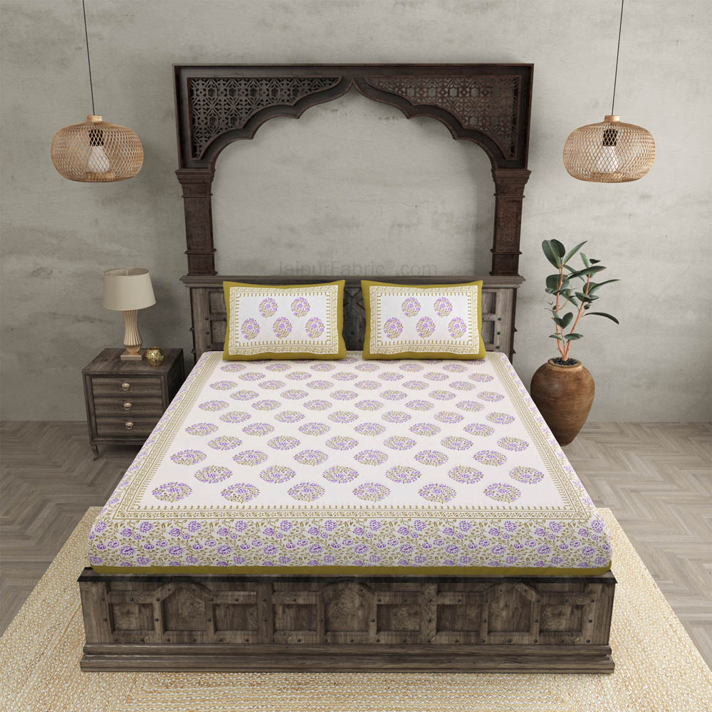 Floral Curl Lavender Double Bedsheet