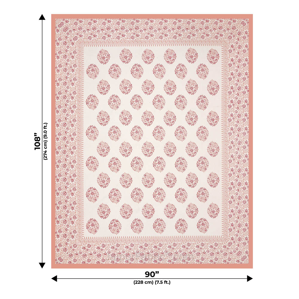 Floral Curl Peach Double Bedsheet