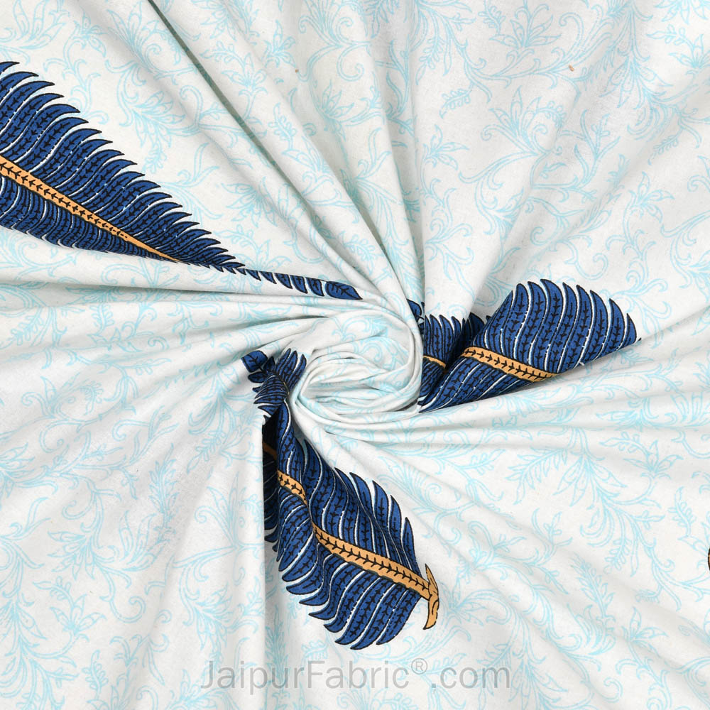 Ethnic Motif Blue Block Print Pure Cotton Double Bedsheet