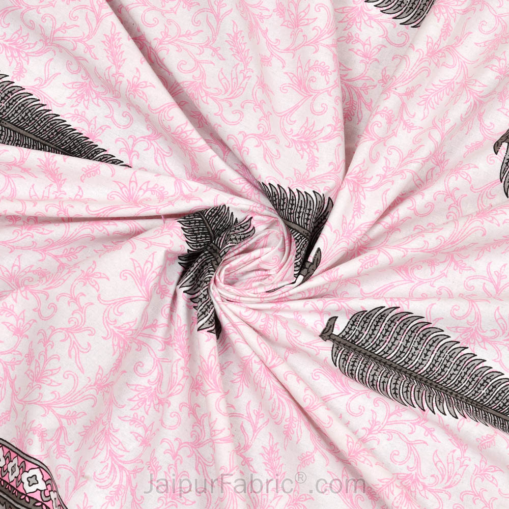 Ethnic Motif Pink Block Print Pure Cotton Double Bedsheet