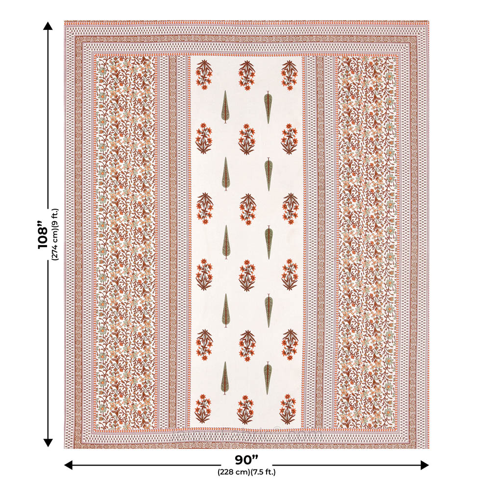 Serene Symmetry PeachBlock Print Pure Cotton Double Bedsheet