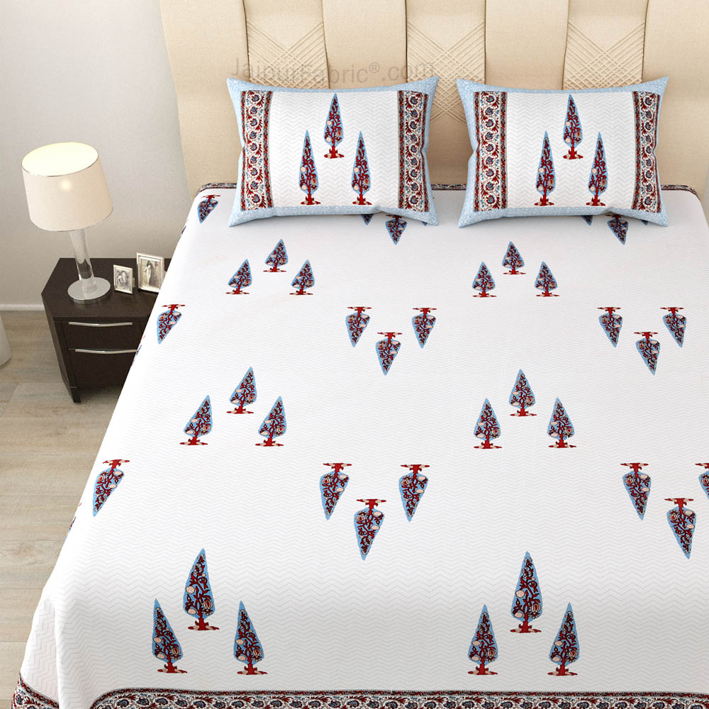 Elemental Elegance Maroon Block Print Pure Cotton Double Bedsheet