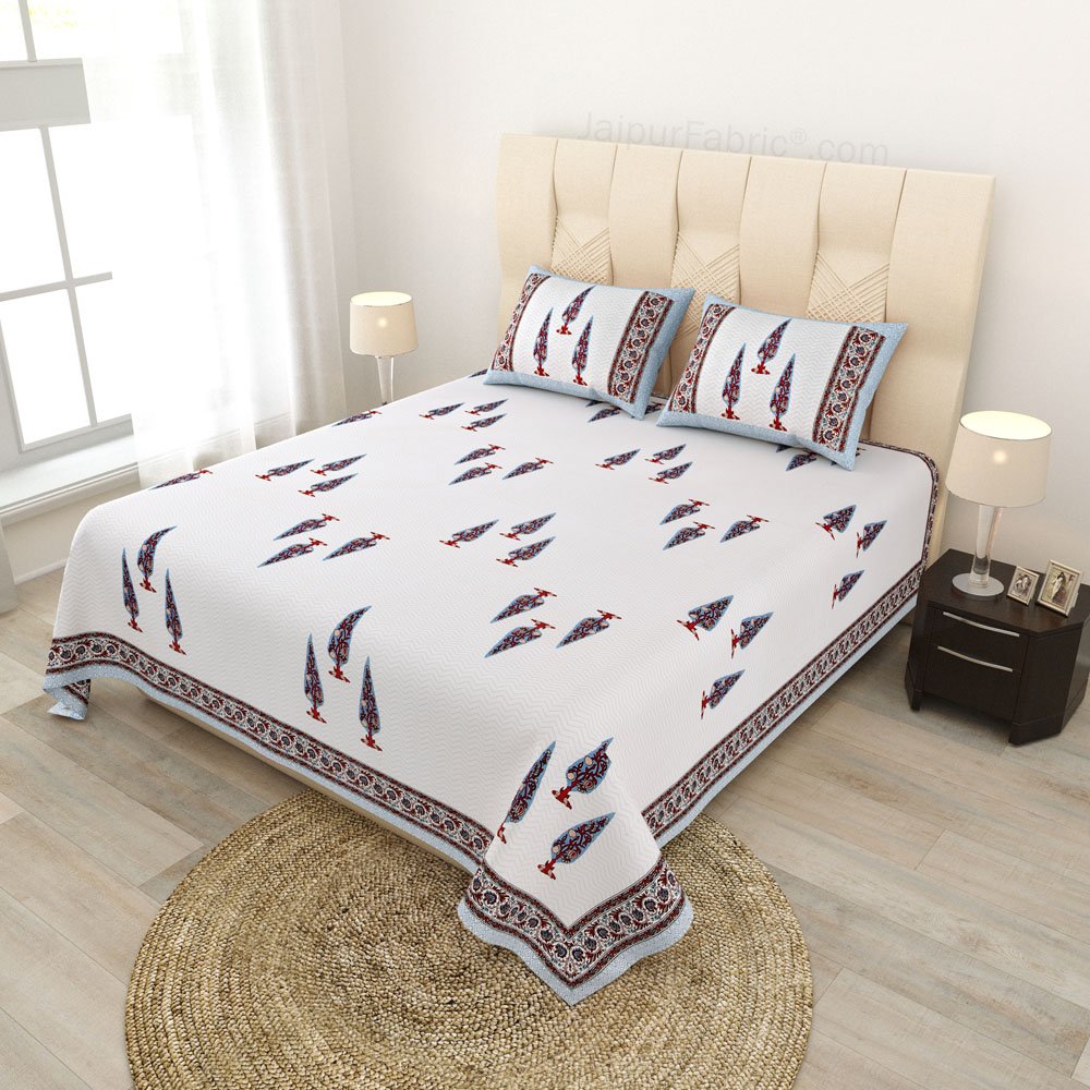 Elemental Elegance Maroon Block Print Pure Cotton Double Bedsheet