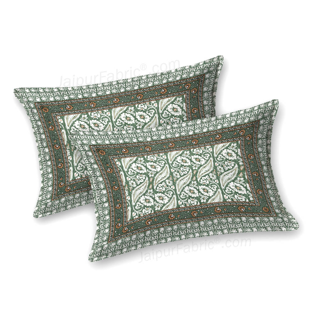 Rustic Rhythms Green Block Print Pure Cotton Double Bedsheet